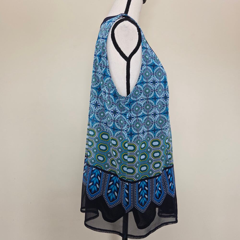 Rafaella Studio 1X Pullover Sleeveless Tunic Scoop Neck Pintuck Lined Top Blue - Picture 4 of 14